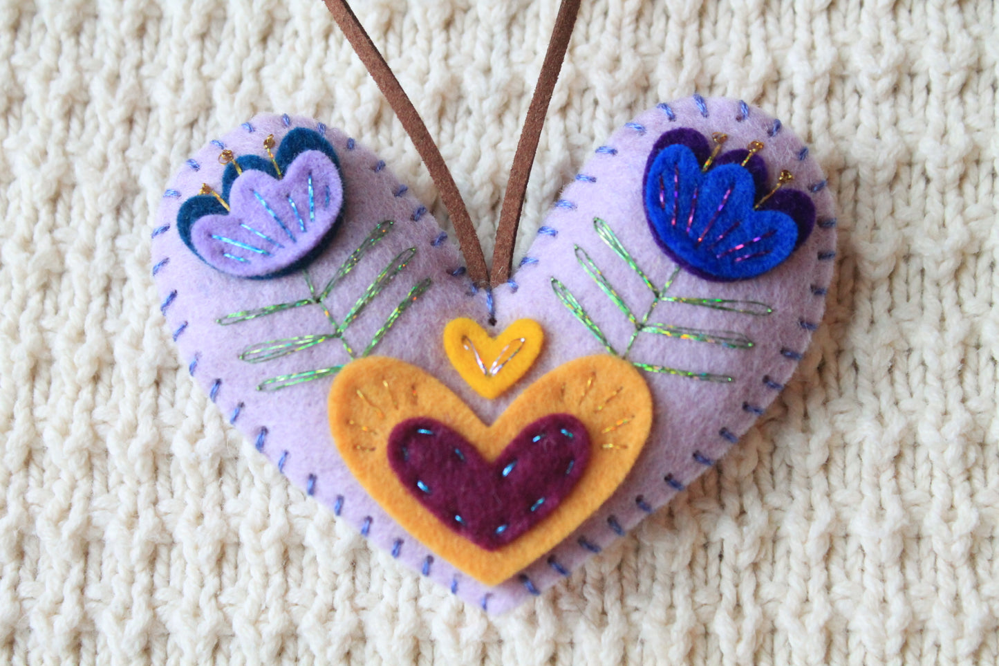 Felt Hand-Embroidered Ornaments, Ready to Ship!