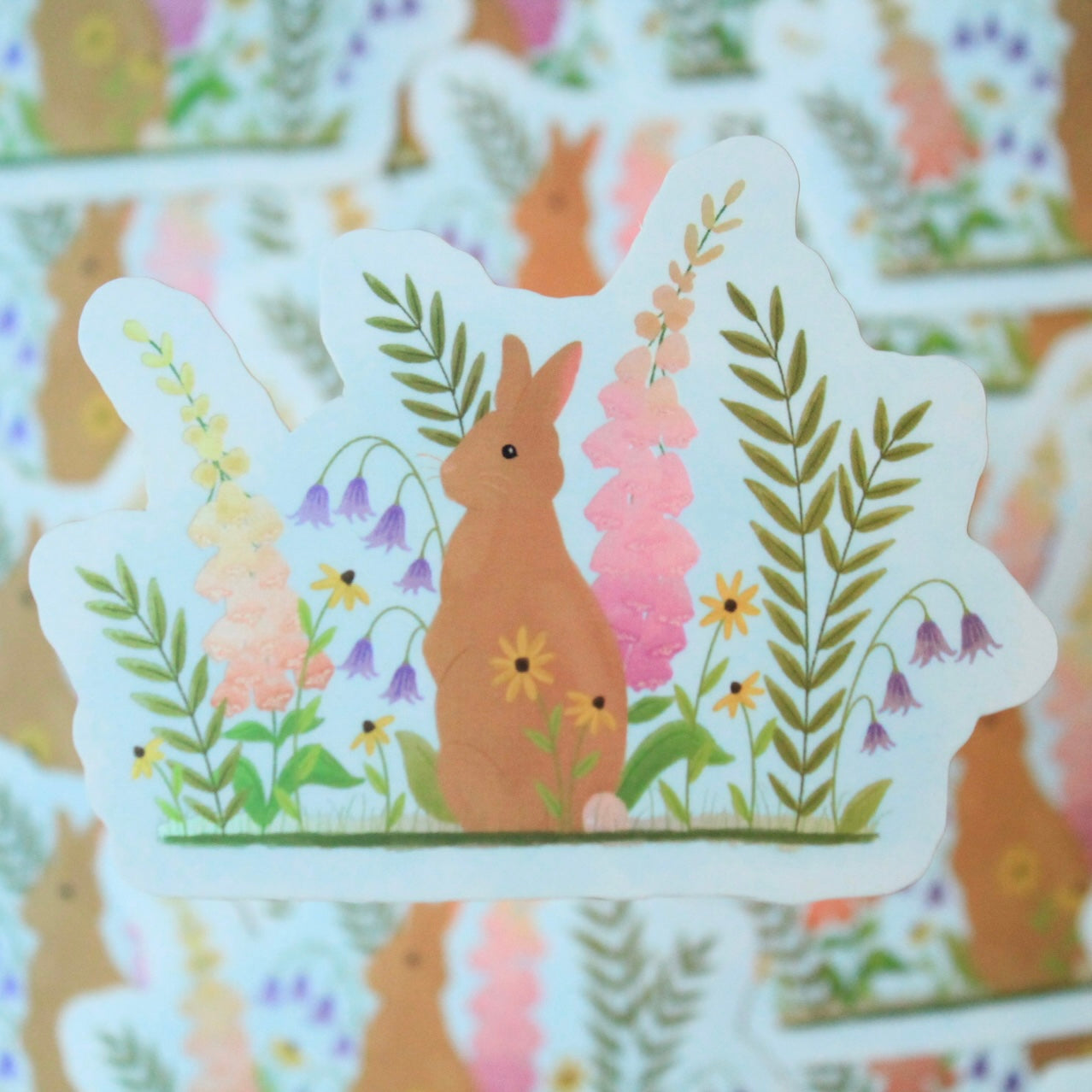 Bunny Garden Matte Mirror Vinyl Sticker