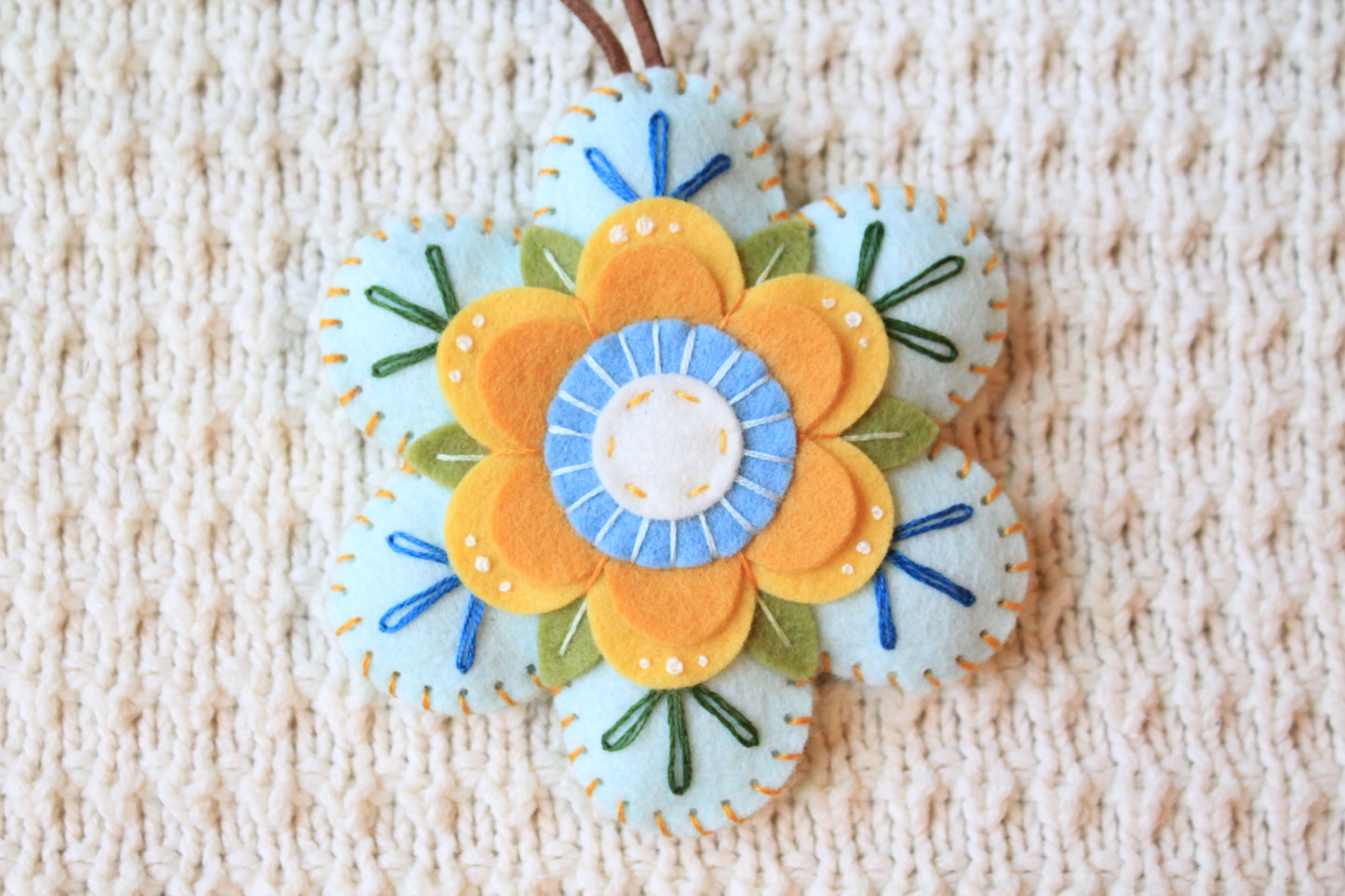 Felt Hand-Embroidered Ornaments, Ready to Ship!