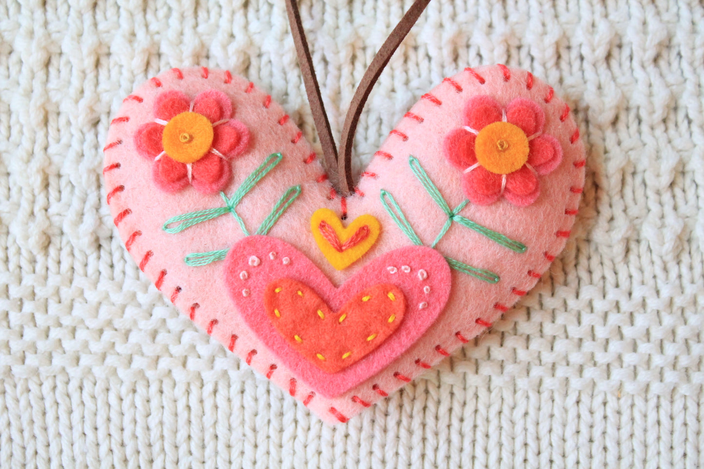Felt Hand-Embroidered Ornaments, Ready to Ship!