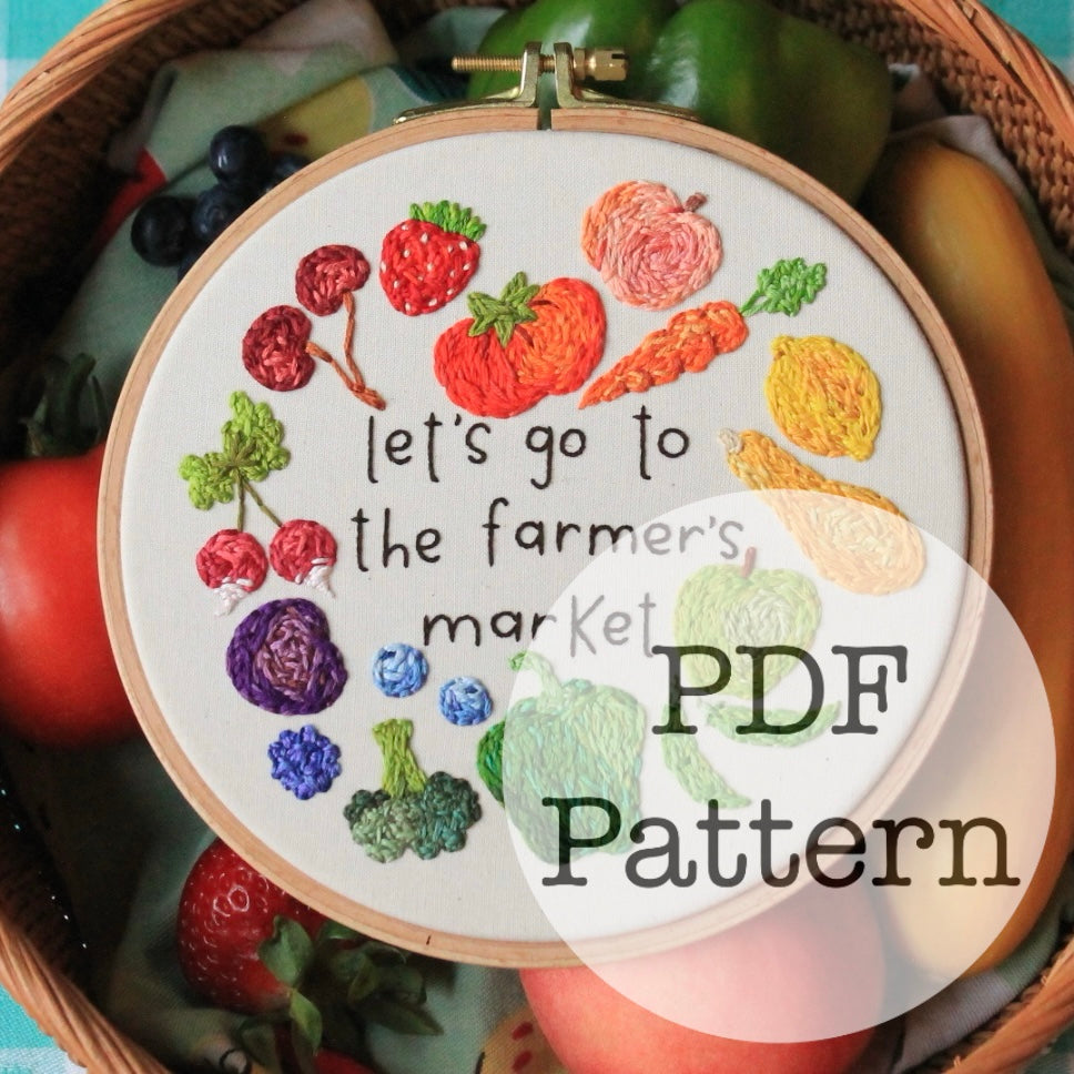 PDF Embroidery Pattern: Let's Go to the Farmer's Market