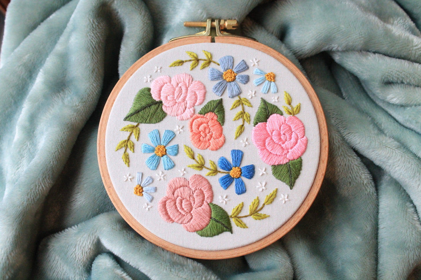 Flower Waltz Hand-Embroidered Hoop