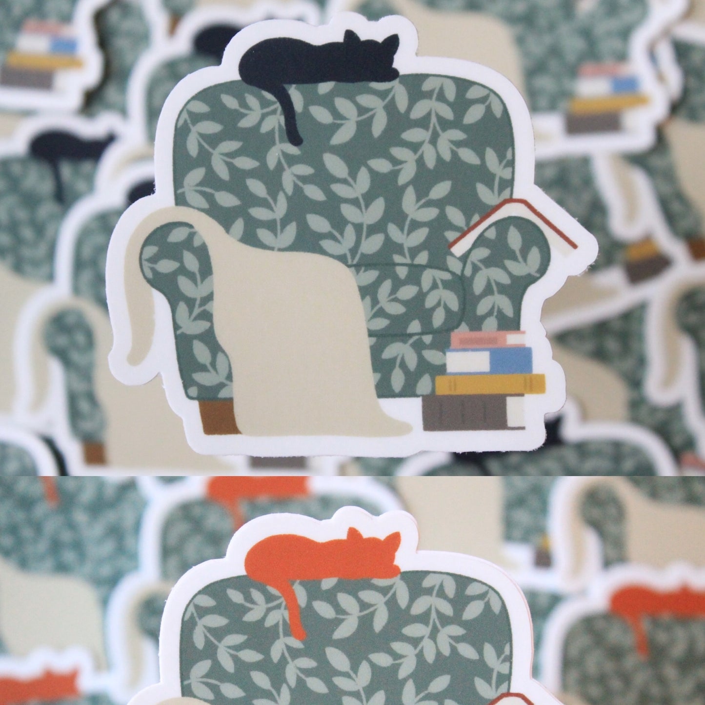 Cozy Cat Reading Chair Vinyl Sticker