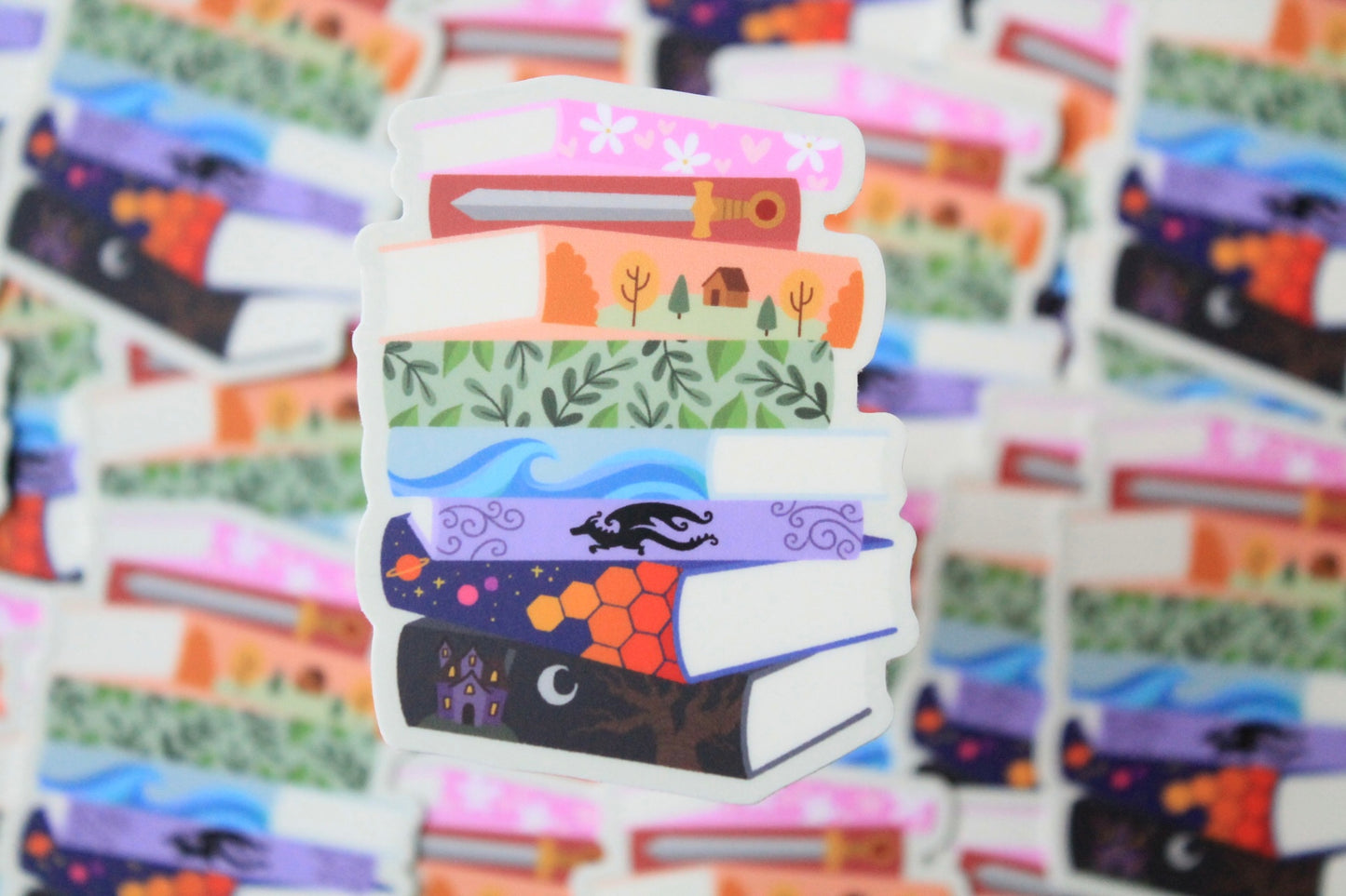 Cover to Cover, Stack of Books Vinyl Sticker