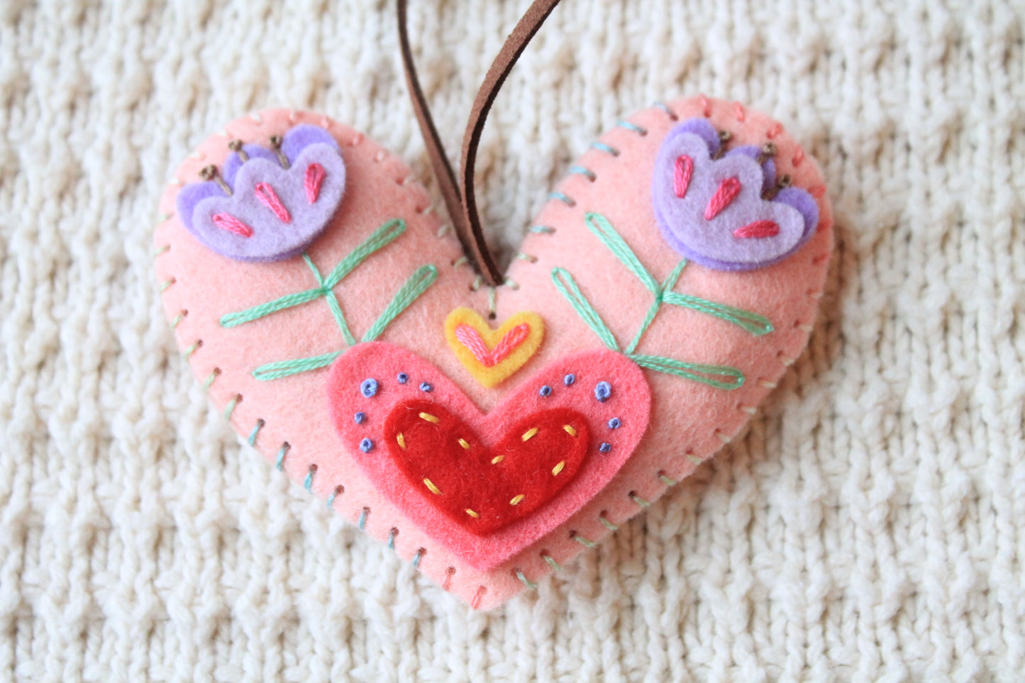 Felt Hand-Embroidered Ornaments, Ready to Ship!
