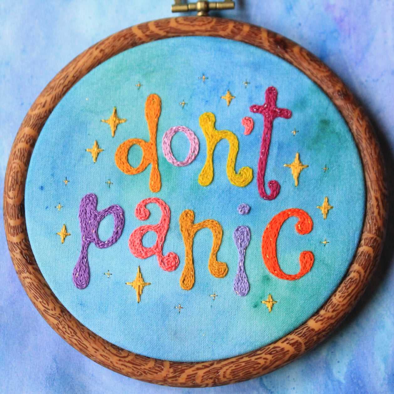 Don’t Panic Embroidered Hoop