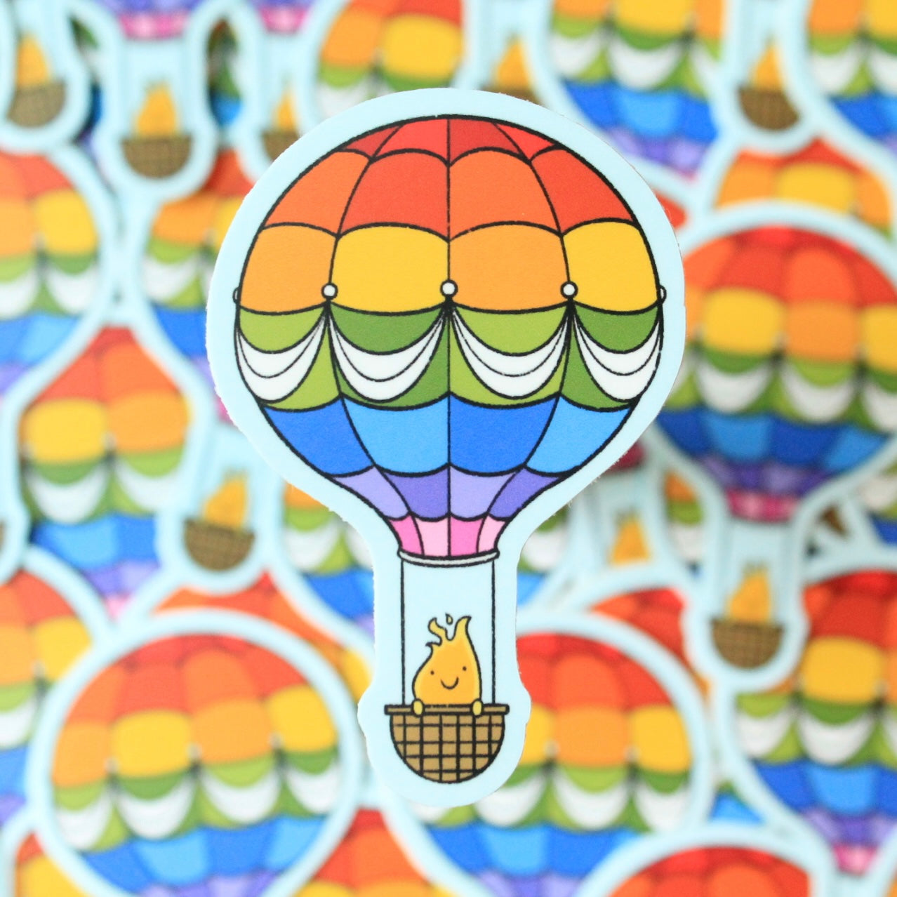 Rainbow Hot Air Balloon Vinyl Sticker