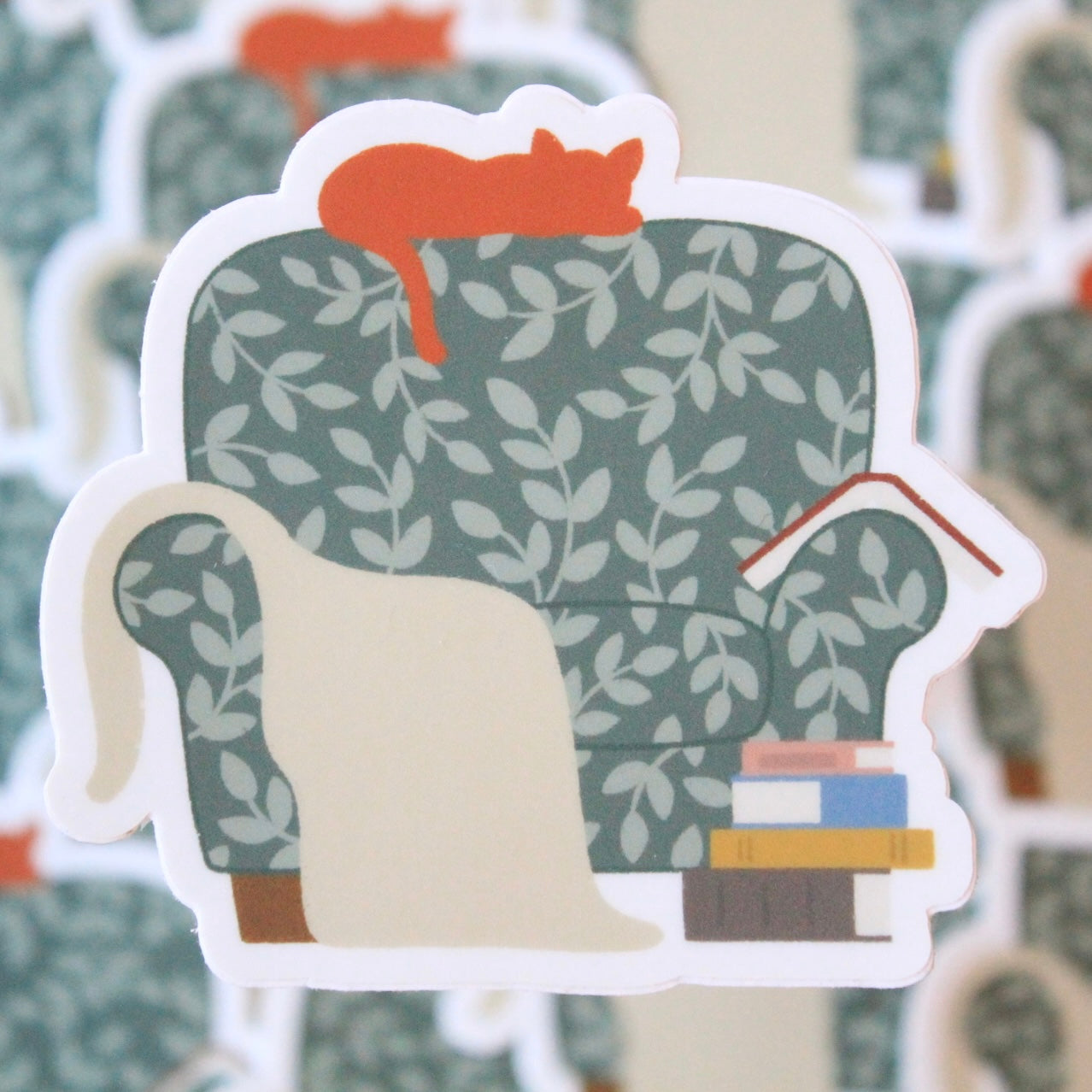 Cozy Cat Reading Chair Vinyl Sticker