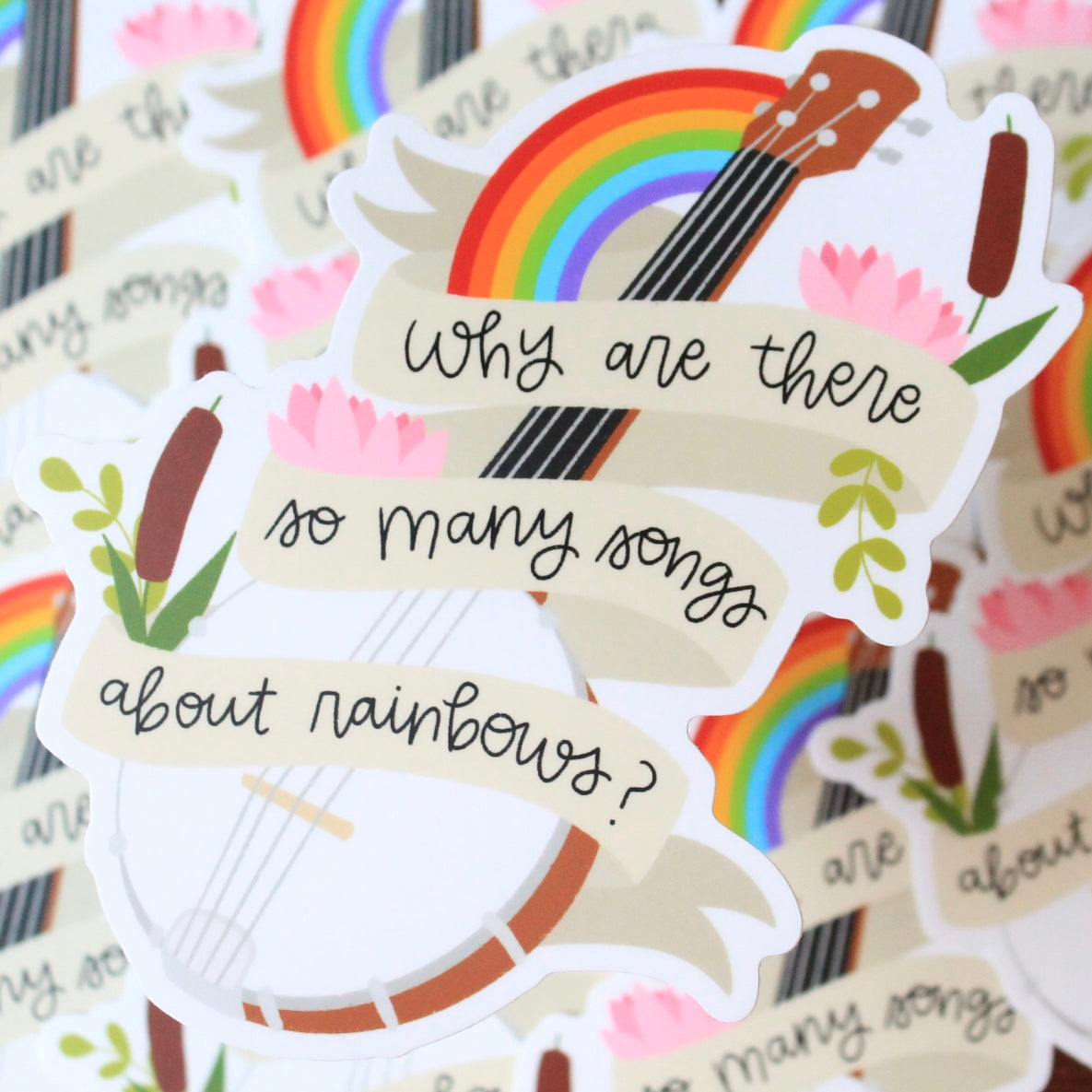 HUGE Rainbow Connection Banjo, Muppets Vinyl Bumper Sticker