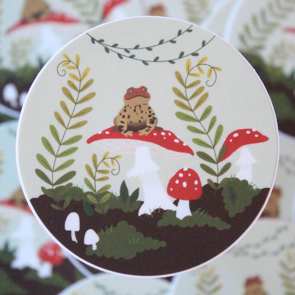 Happy Toad Mushrooms Vinyl Sticker