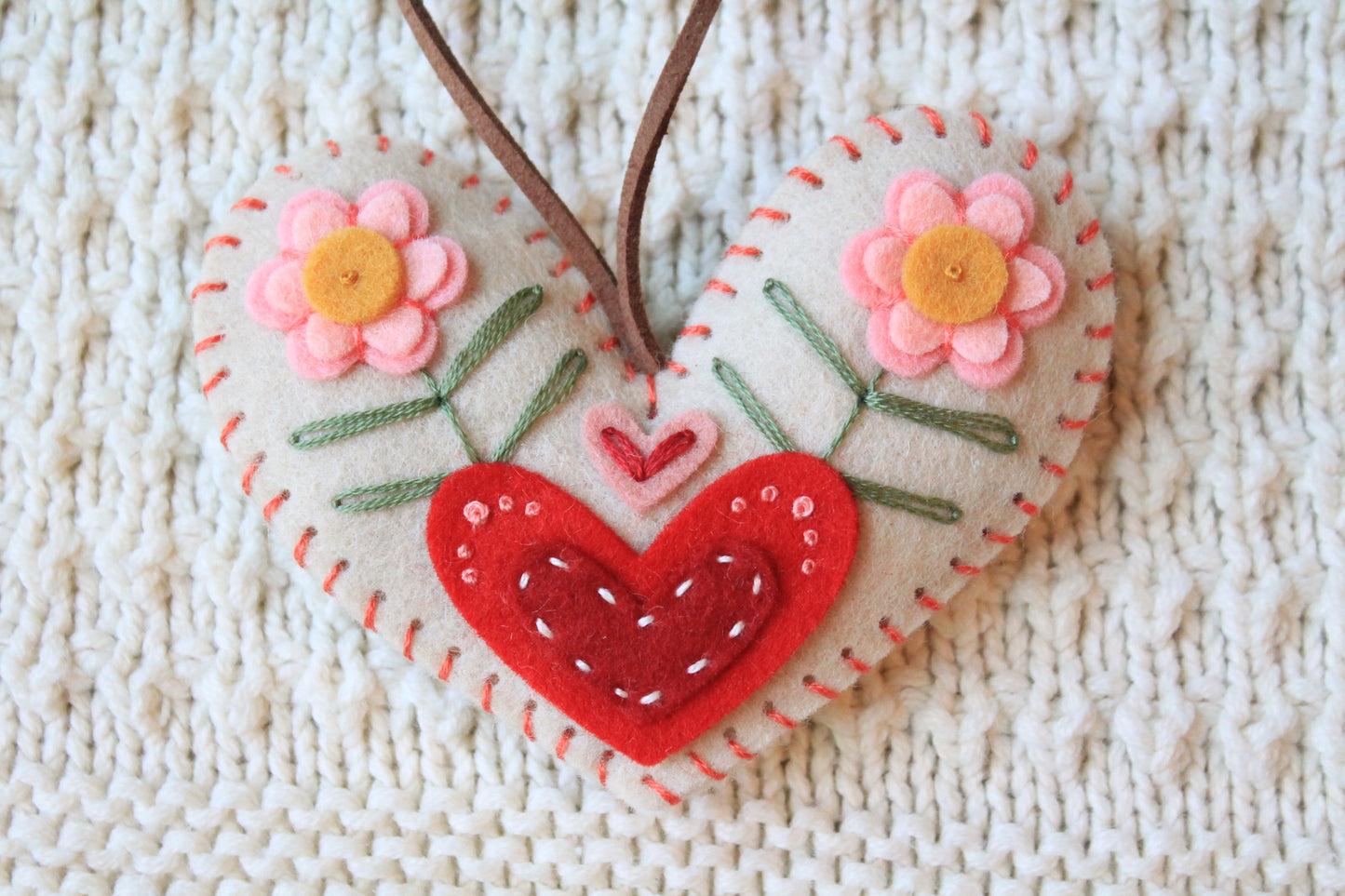 Felt Hand-Embroidered Ornaments, Ready to Ship!