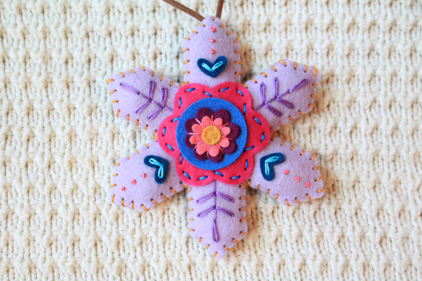Felt Hand-Embroidered Ornaments, Ready to Ship!