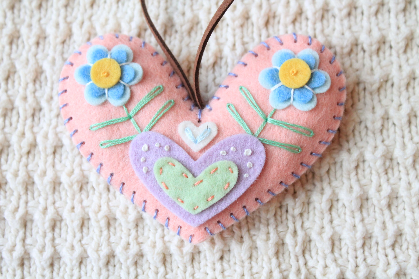 Felt Hand-Embroidered Ornaments, Ready to Ship!