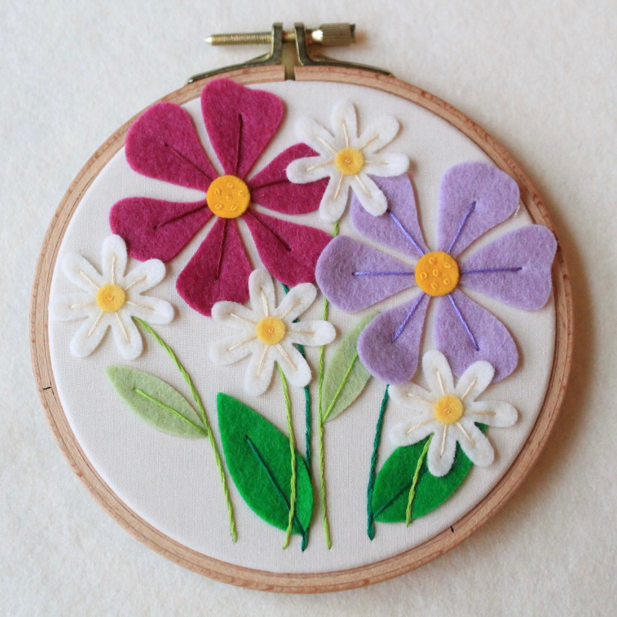 Cosmos Felt Floral Embroidered Hoop