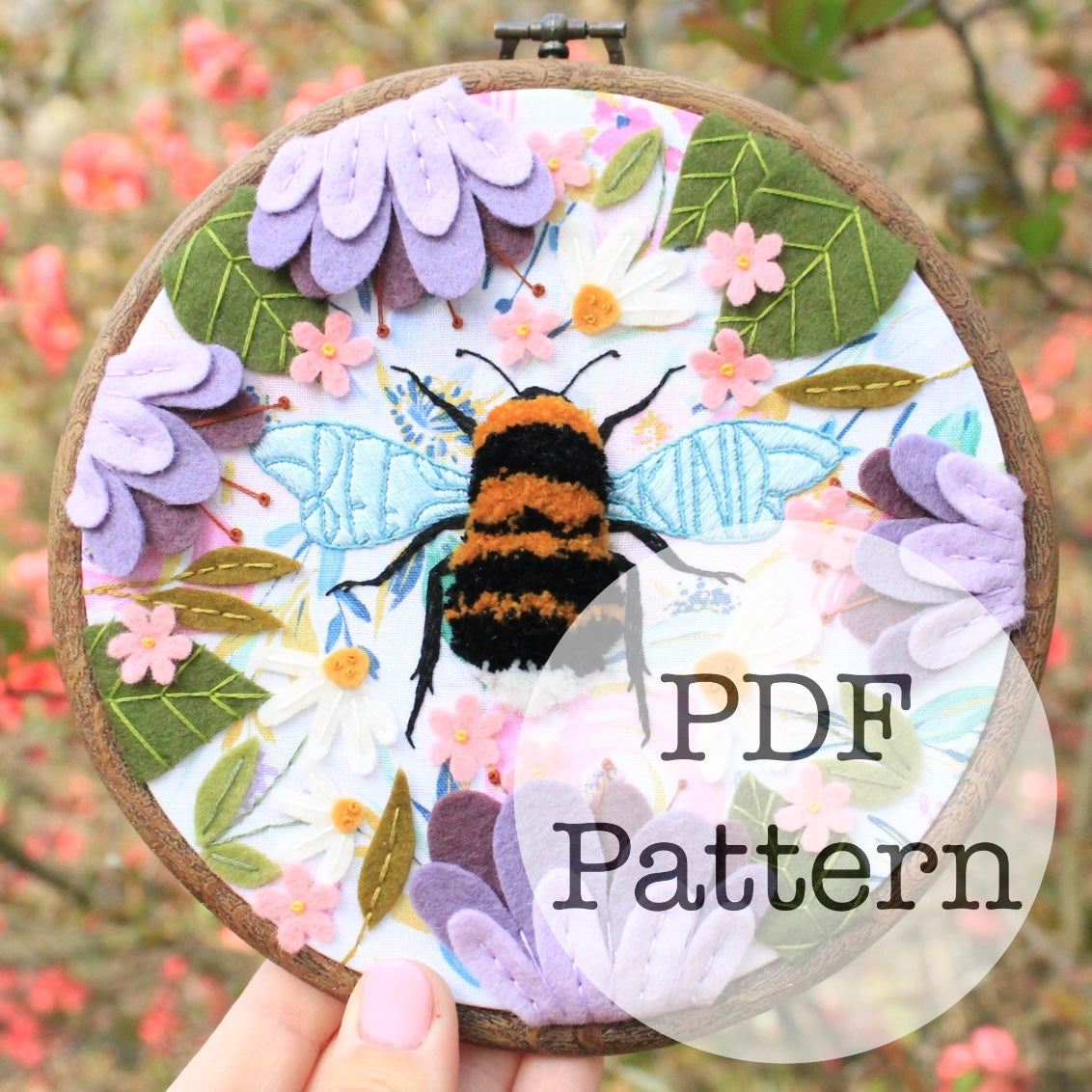 PDF Embroidery Pattern: Bee Kind