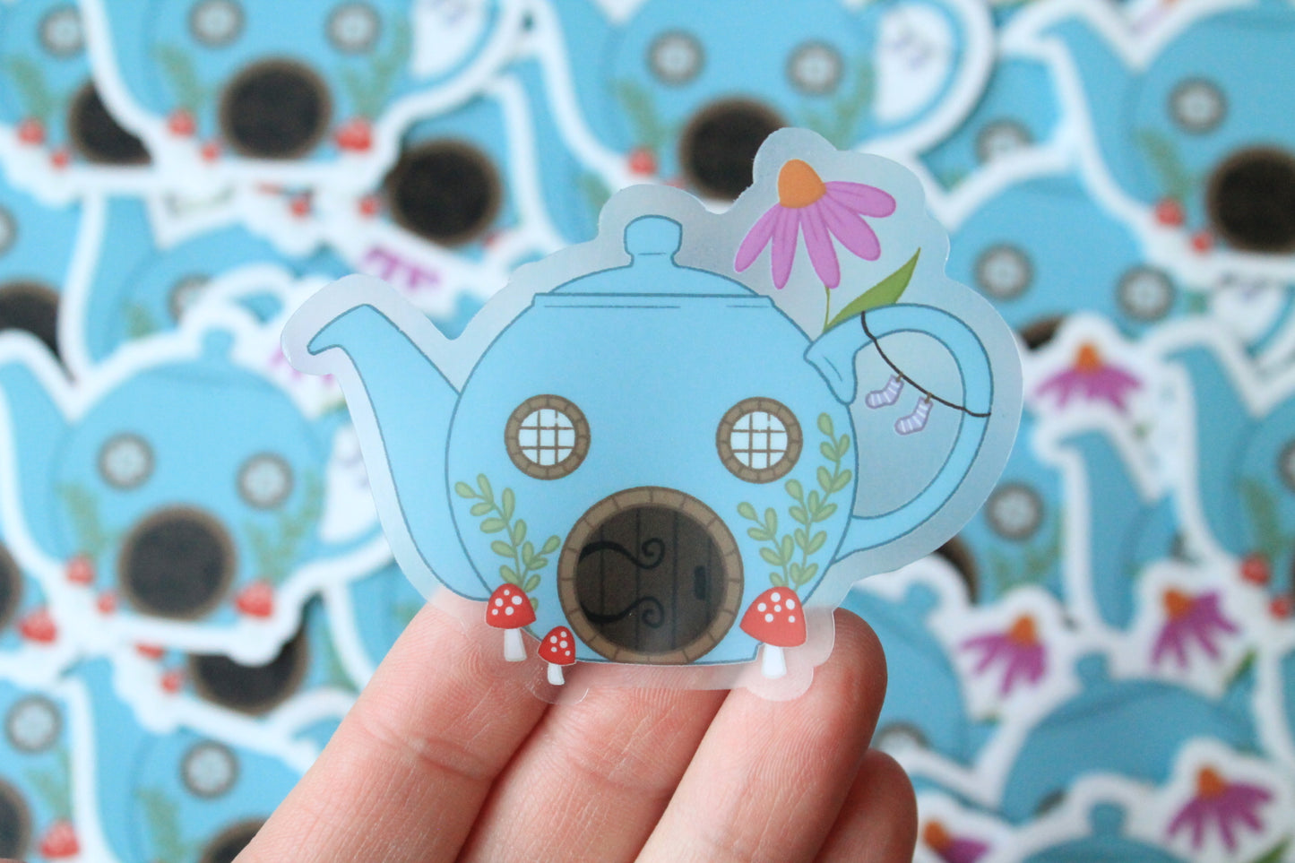 Cozy Teapot House Clear Vinyl Sticker