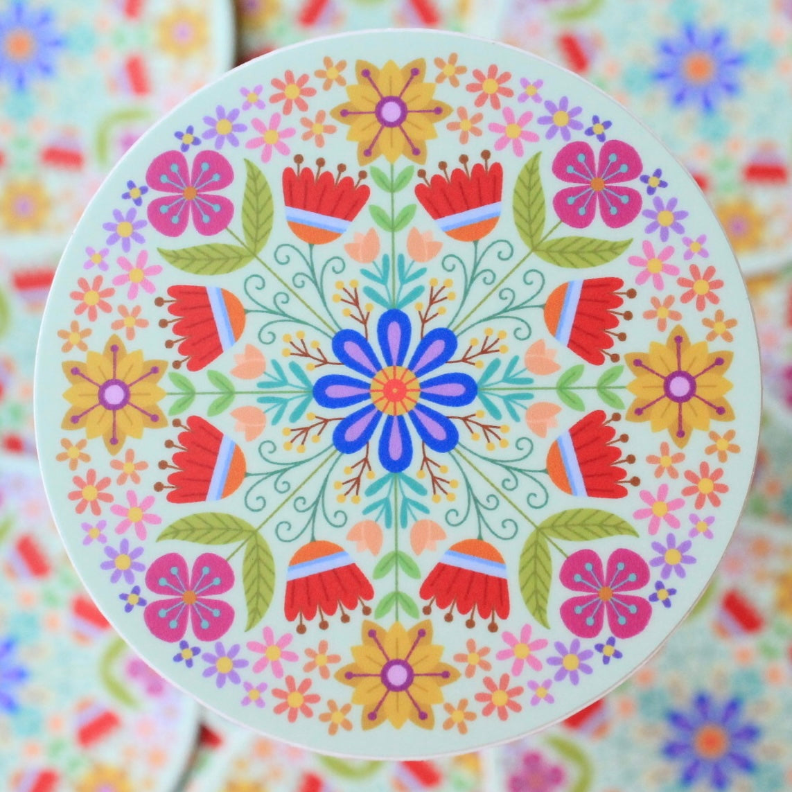 Folk Floral Mandala Vinyl Sticker