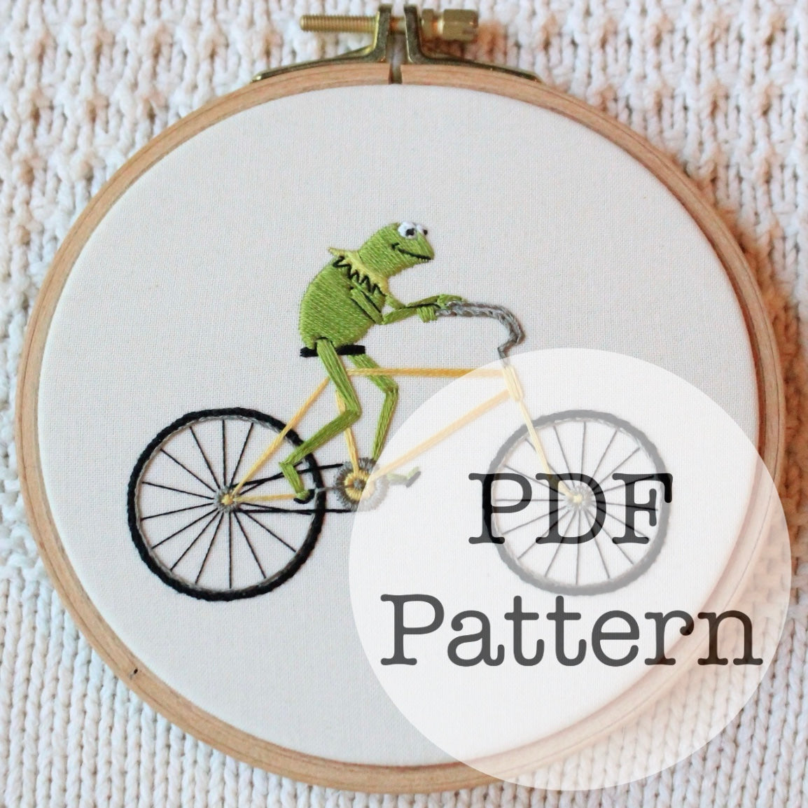PDF Embroidery Pattern: Bicycle Kermit