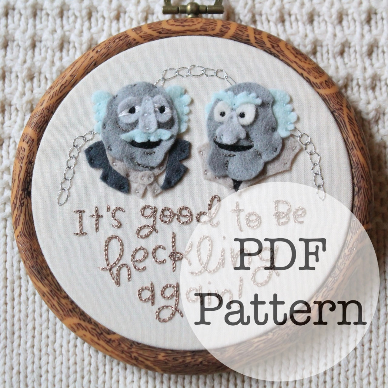 PDF Embroidery Pattern: Heckling Again, Marley and Marley, Statler and Waldorf, Muppet Christmas Carol