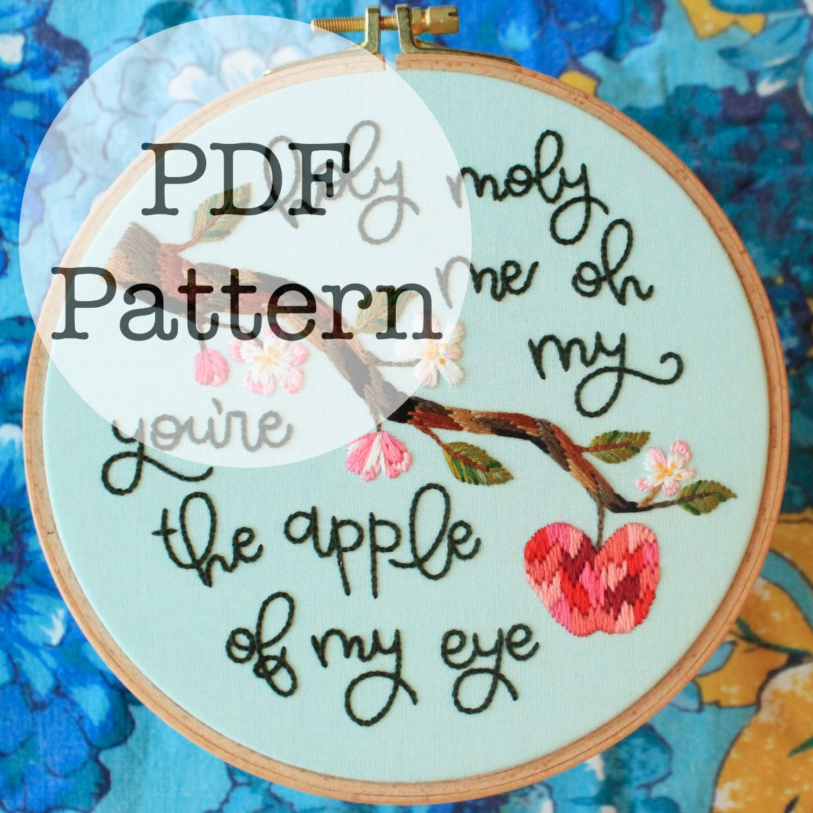 PDF Embroidery Pattern: Apple of My Eye, Home
