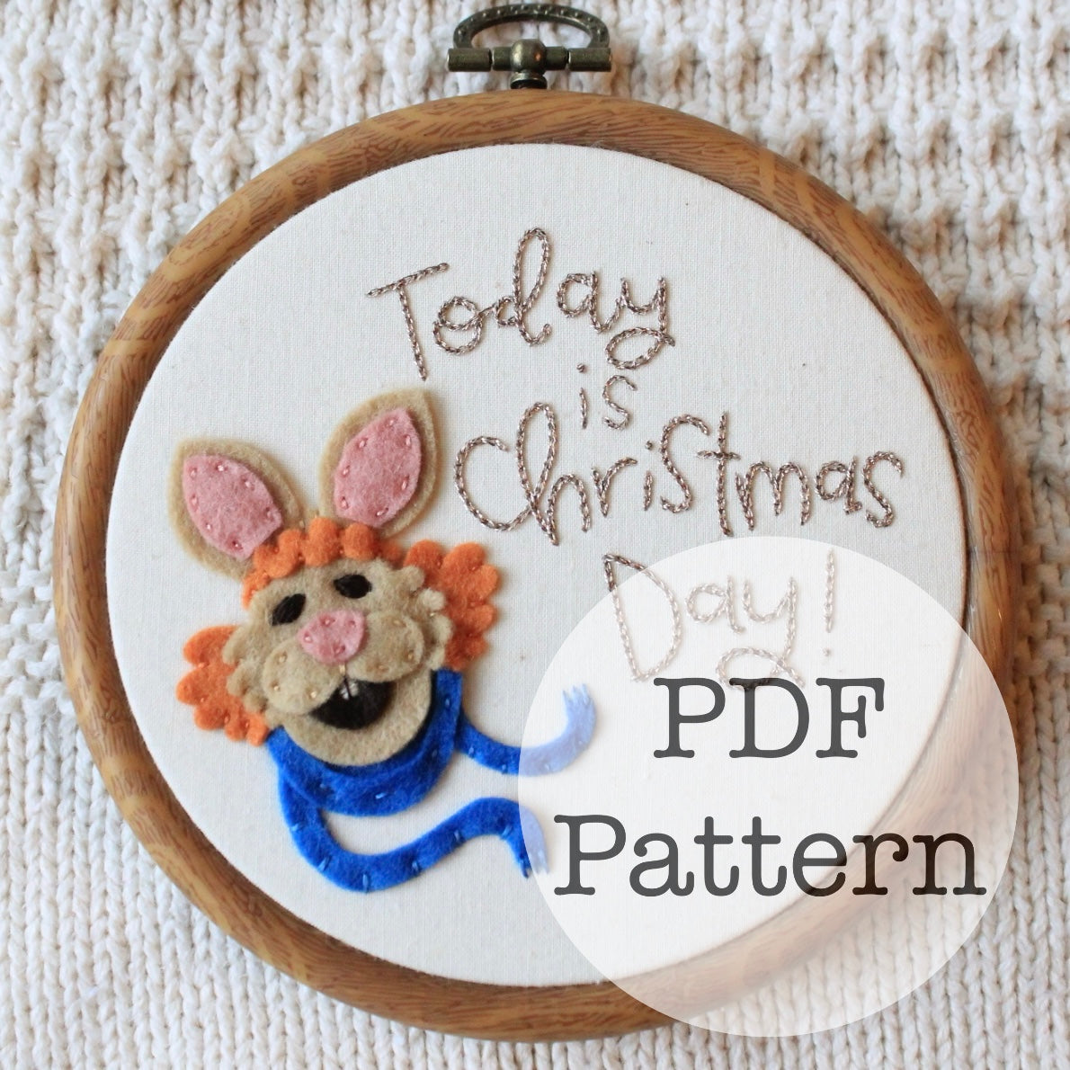 PDF Embroidery Pattern: Bean Bunny, Muppet Christmas Carol