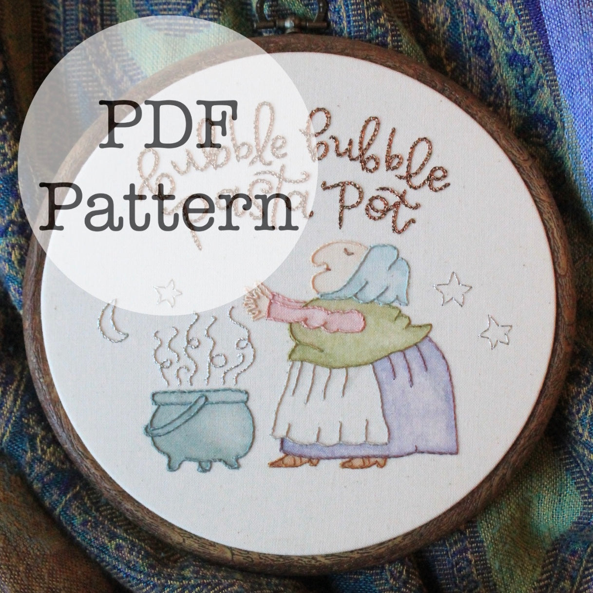PDF Embroidery Pattern: Strega Nona Pasta Pot