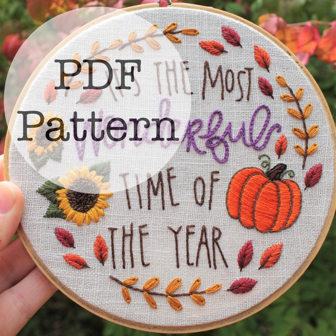 PDF Embroidery Pattern: Most Wonderful Time Fall, Halloween