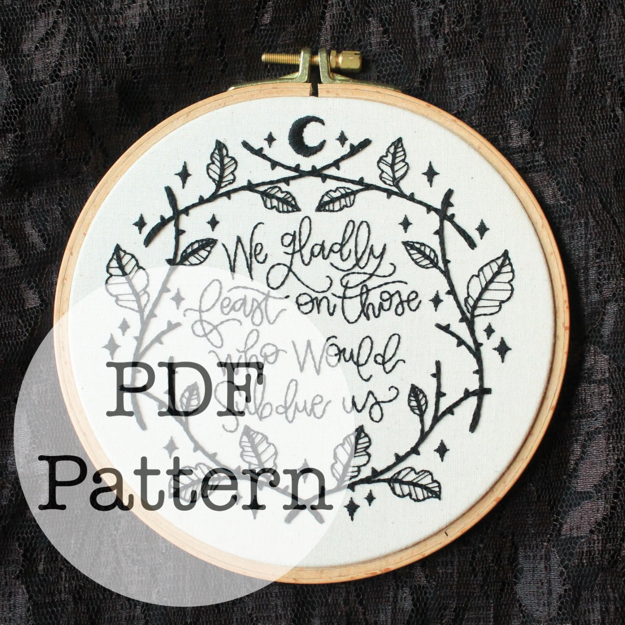 PDF Embroidery Pattern: Gladly Feast, Addams Family