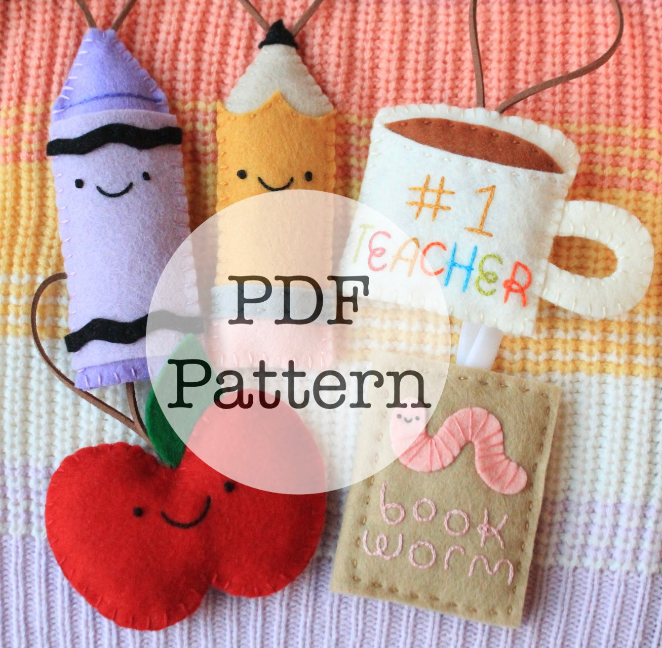 PDF Embroidery Pattern: Felt Teacher Ornaments