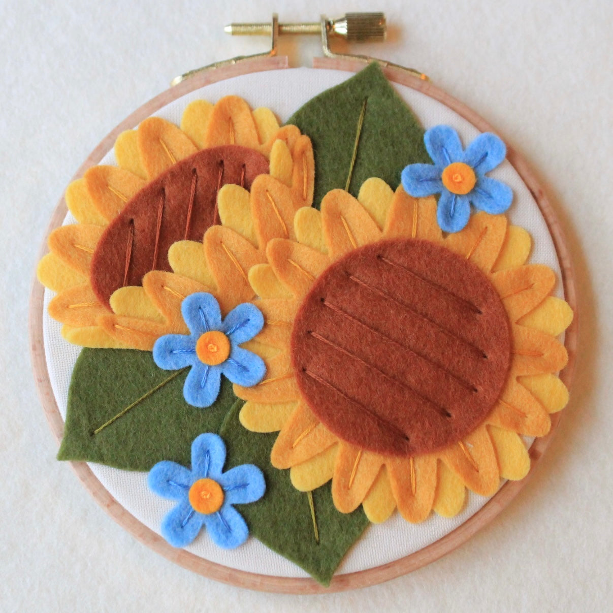 Sunflower Felt Floral Embroidered Hoop