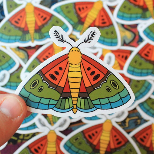 Rainbow Moth Vinyl Sticker