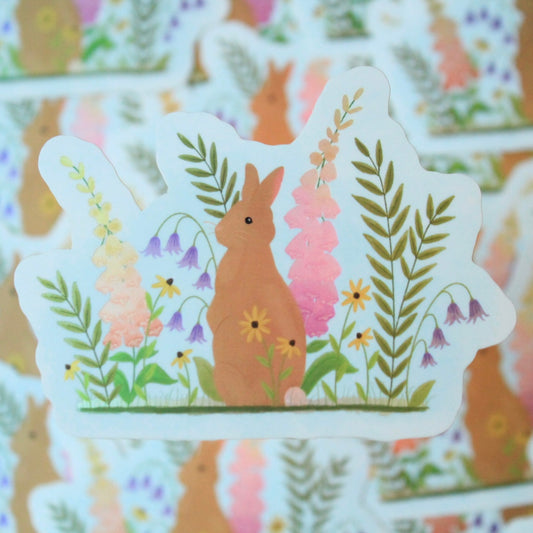 Bunny Garden Matte Mirror Vinyl Sticker