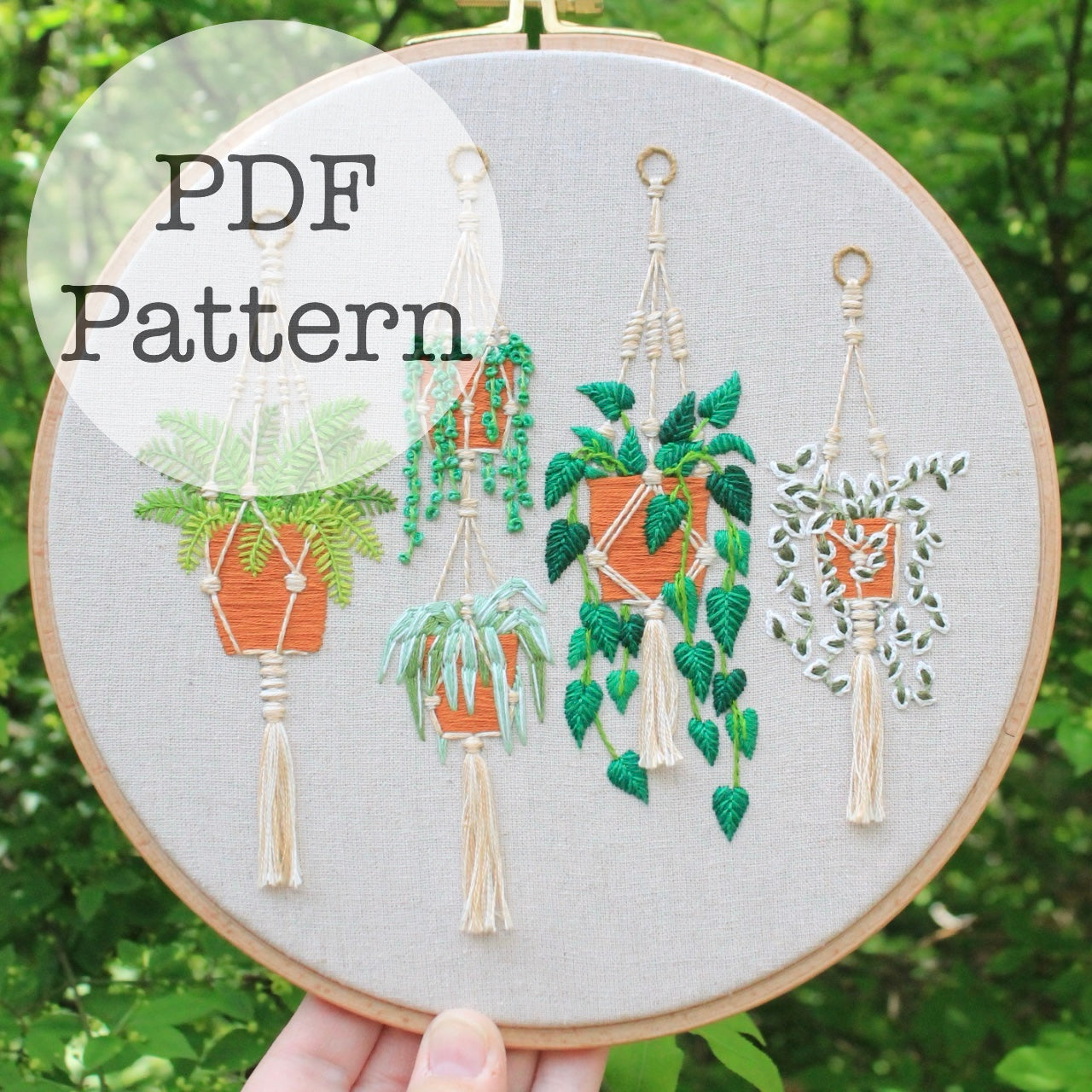 PDF Embroidery Pattern: Hanging Plants