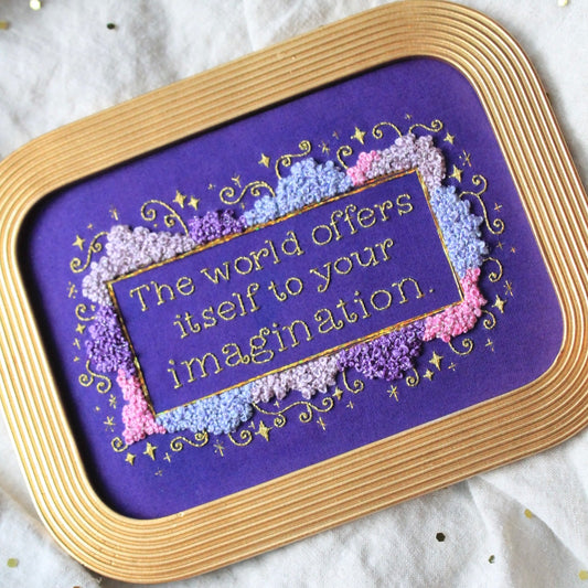 Imagination, Mary Oliver Framed Hand-Embroidery