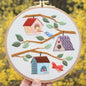 Home Tweet Home, Birdhouses Hand-Embroidered Hoop
