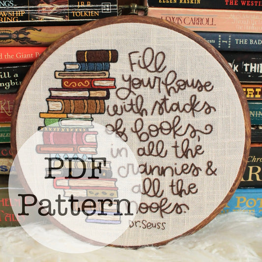 PDF Embroidery Pattern: Book Stacks