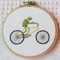 Bicycle Kermit Embroidered Hoop