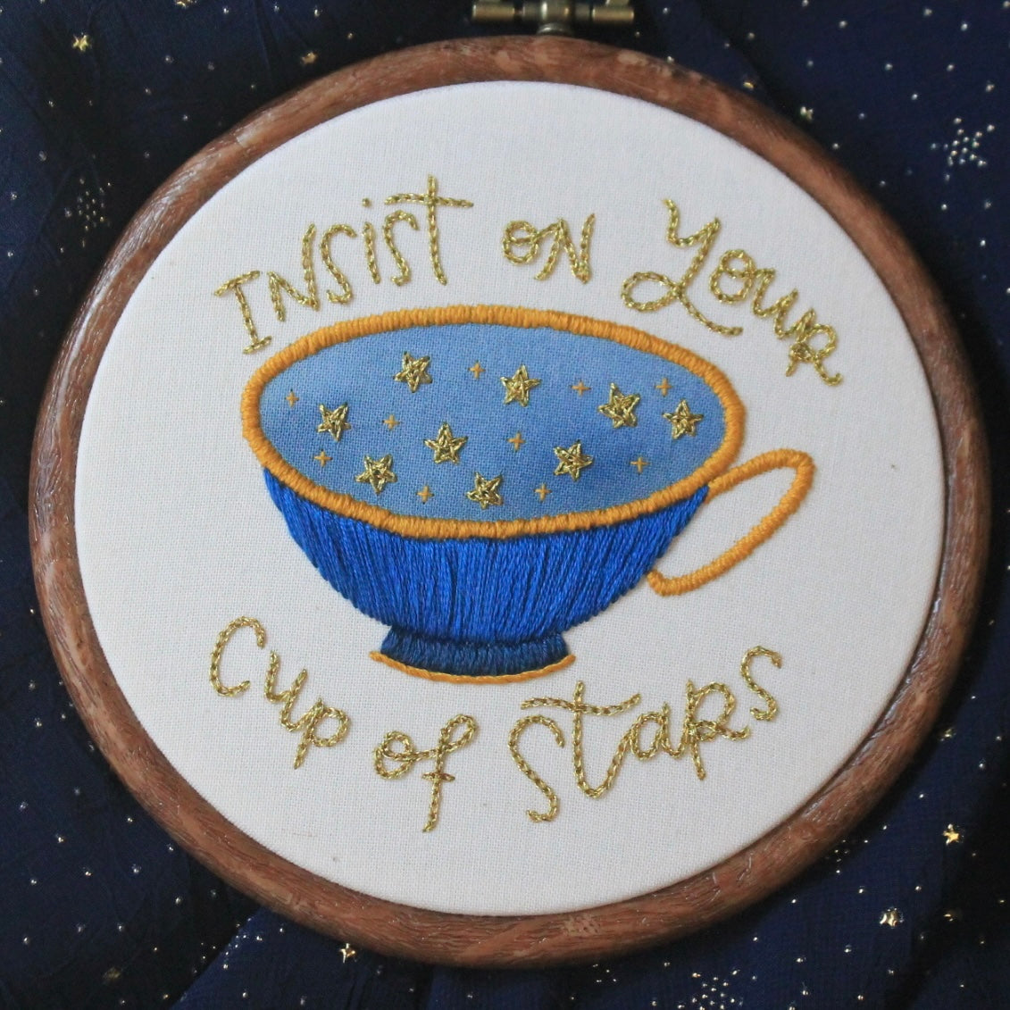 Cup of Stars Embroidered Hoop