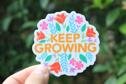 Keep Growing Floral Vinyl Sticker