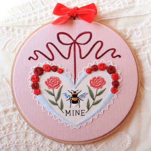 Vintage Valentine Hand-Embroidered Hoop