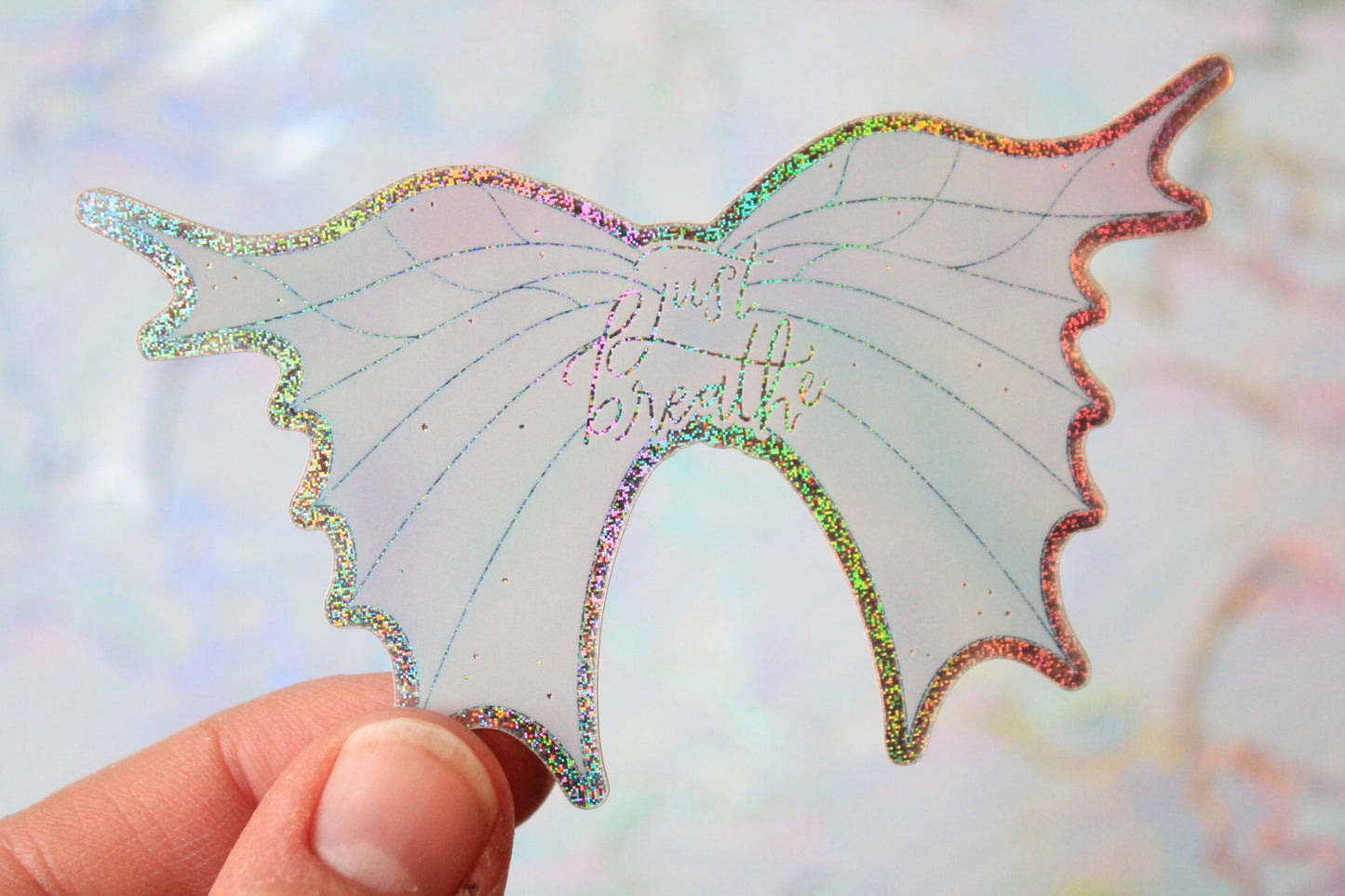 Ever After Just Breathe Glitter Wings Vinyl Sticker