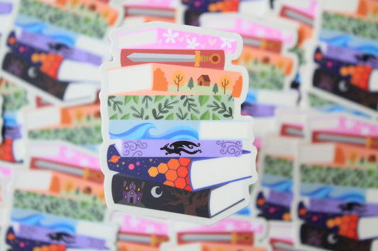 Cover to Cover, Stack of Books Vinyl Sticker