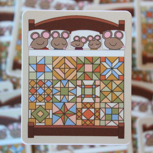 Mouse Family Quilt Vinyl Sticker
