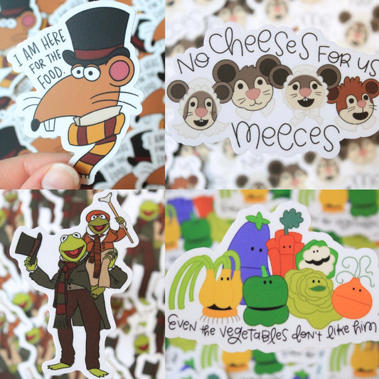 Muppet Christmas Carol, Rizzo, Meeces, Kermit Vinyl Stickers