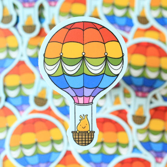 Rainbow Hot Air Balloon Vinyl Sticker