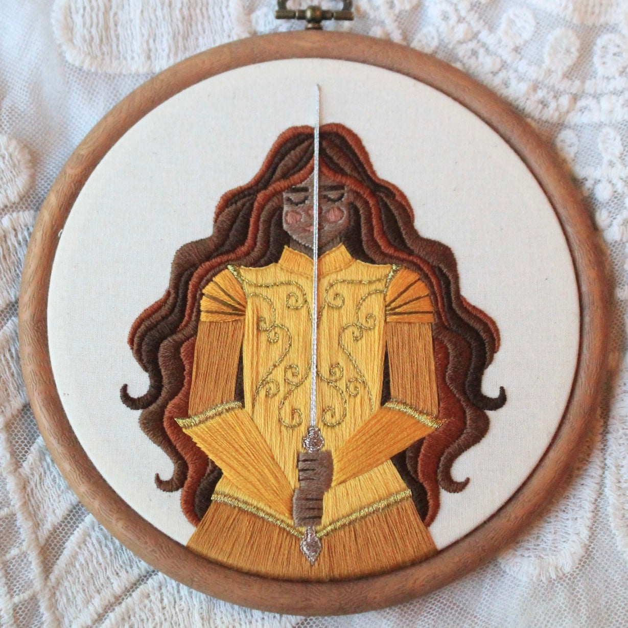 Gold Knight Embroidered Hoop
