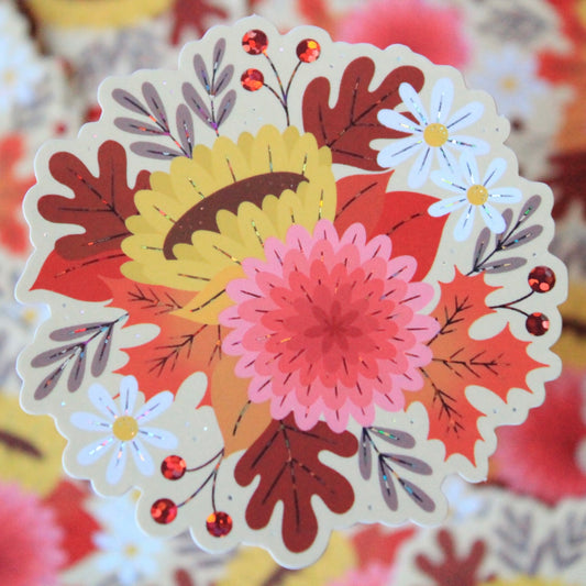 Autumn Bouquet Glitter Vinyl Sticker