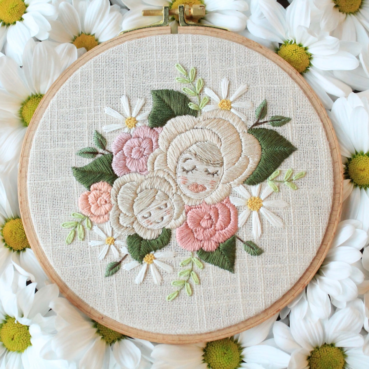 Mother Bloom Hand-Embroidered Hoop