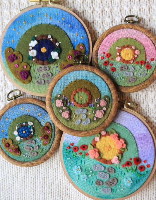 Hobbit Hole Hand-Embroidered Hoops