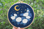 Night Moon Flowers Hand-Embroidered Hoop
